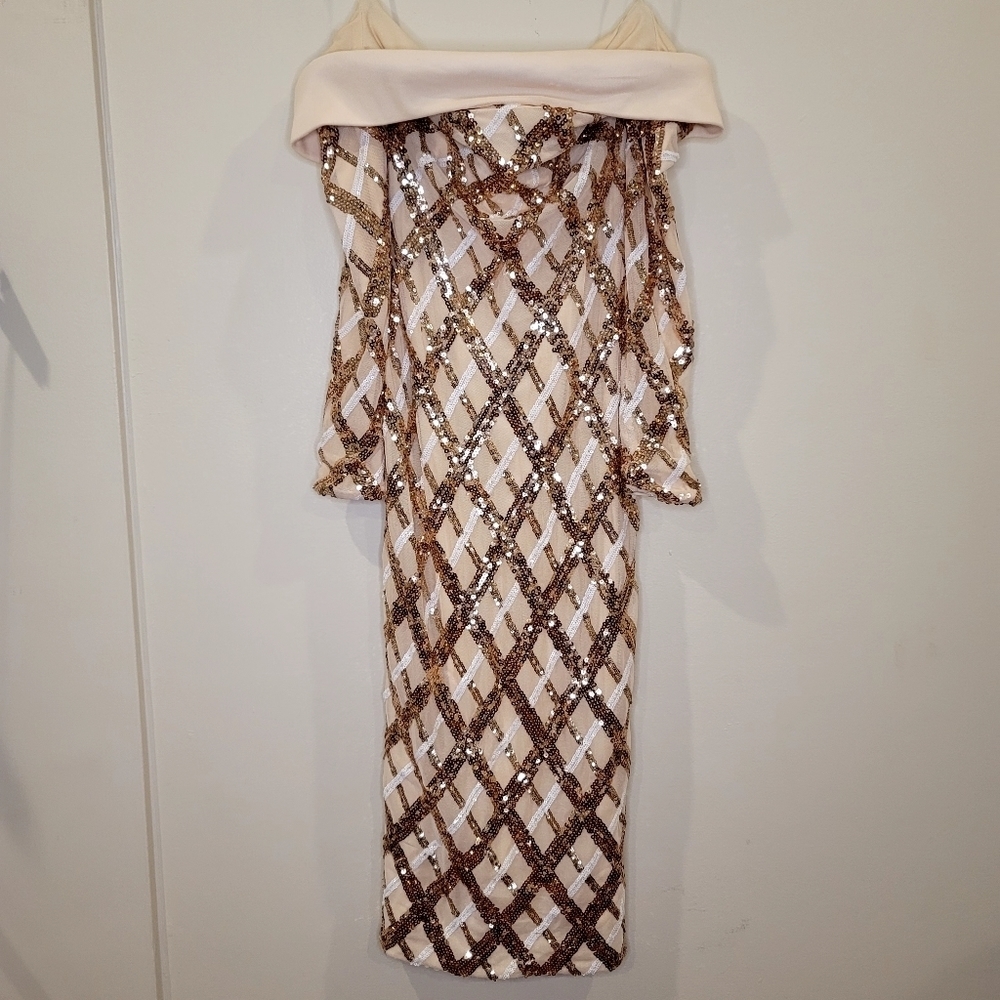Dress the population sequin off the shoulders' dress size XS